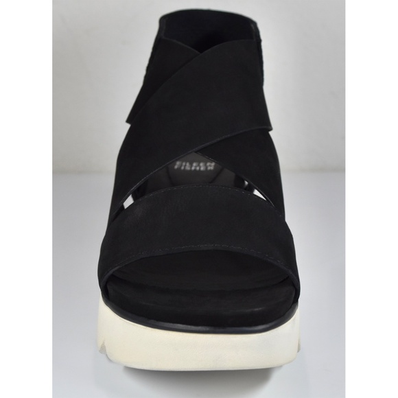 EILEEN FISHER NIB CHANT BLACK LEATHER PLATFORM WEDGE SANDAL. SIZE 9M - Picture 9 of 14